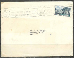1955 6f Lourdes, Paris (26-3) Slogan Cancel, To South Carolina USA - Covers & Documents