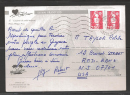 Martinique 1993 -2.50fr Marianne, Picture Postcard Fort De France (18-1-93)  - Brieven En Documenten