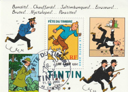 France 2000 Fete Du Timbre Tintin Bloc Feuillet N°28 Oblitéré Cachet - Usados