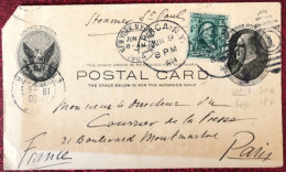 Etats-Unis, Divers Sur Entier-carte, Cachet Itaca. N.Y. 9.6.1904 Pour La France - (C1432) - Postal History