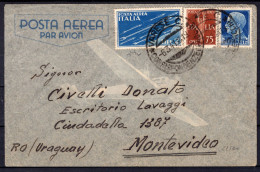 1941 6 MAR POSTA AEREA L.2+C.75+L.1,25  SASS.15+12+253  USATI  SU AEREOGRAMMA DA VARESE X URAGUAY  FIRMATO PERITO - Poststempel