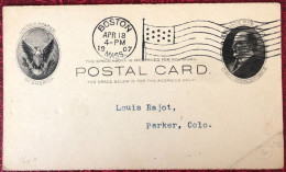 Etats-Unis, Divers Sur Entier-carte, Cachet Boston, MASS. 18.4.1907 - (C1433) - Storia Postale
