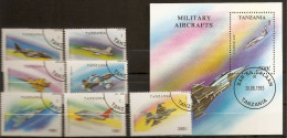 Tanzanie 1993 - Military Aircrafts - Série Complète° - Sc 1160/66 + Bloc 1167 - Tanzania (1964-...)