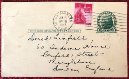 Etats-Unis, Divers Sur Entier-carte, Cachet 19 Los Angeles, CALIF. 16.6.1947 Pour Londres - (C1440) - Poststempel