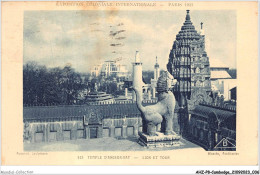 AHZP8-CAMBODGE-0701 - EXPOSITION COLONIALE INTERNATIONALE - PARIS 1931 - TEMPLE D'ANGKOR-VAT - LION ET TOUR - Kambodscha