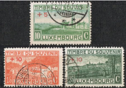 Luxemburg 1921 War Memorial Overprint 3 Values Cancelled - Gebraucht