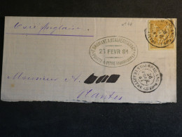 DN0 GUADELOUPE   LETTRE RARE 1881  VOIE ANGLAISE   A NANTES    FRANCE +COL N°44  + AFF. INTERESSANT+++ - 1849-1876: Période Classique