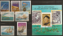 Tanzanie 1992 - Découverte De L'Amérique - Série Complète° - Sc 986/992 + Bloc 993 - Christophe Colomb - Caravelles - Tanzanie (1964-...)