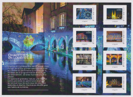 Collector 8 Timbres AdhésifsTVP LV Personnalisés Cadre Philaposte Neuf 20 Ans Chartres En Lumières L'éclat Du Patrimoine - Collectors