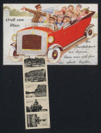 Leporello-AK Bonn, Ansichten Im Autobus, Rheinbrücke, Godesburg, Deutsches Eck In Koblenz, Loreley  - Bus & Autocars