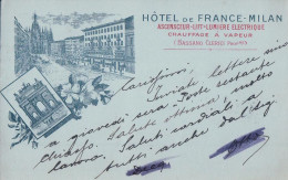 Italie, Milan, Hôtel De France, Prop. Bassano Clerici, Litho (23.1.1901) - Milano (Mailand)