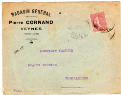 Lettre  " Pierre CORNAND  Magasin General  à VEYNES 05 " Envoyée à FORCALQUIER 04 - Brieven En Documenten