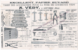 LOUVIERS -27- Buvard Ancien TARIF DES ACCESSOIRES POUR LA POSE DE COURROIES VEDY - Après 1906 - 15-05-24 - Autres & Non Classés