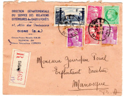 1949 Recommandé De DIGNE " SERVICE Des Relations Exterieures Des EAUX & FORETS " Envoyée à MANOSQUE - Lettres & Documents