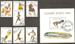 Tanzanie 1993 - Sports D'été - Série Complète° - Sc 1018/1024 + Bloc 1025 - Foot - Boxe - Equitation - Hockey Sur Gazon - Tanzanie (1964-...)