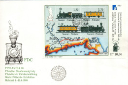 Finnland Suomi 1987 - Mi.Nr. Block 3 - Ersttagsbrief FDC - Eisenbahnen Railways - Eisenbahnen