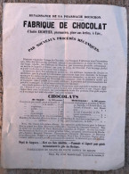 PUBLICITE Année 1852 Fabrique De Chocolat ANDRE ESCOFFIER Pharmacien Place Aux Herbes à UZES 30 GARD - 1800 – 1899