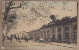 CPA 34 - BEZIERS - La Gare - TB PLAN  Extérieur Edifice CHEMIN DE FER - Jolie ANIMATION Attelages - Beziers