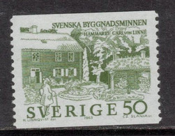 HOUSE OF CARL VON LINNE SCIENCE  BOTANY PLANTS VIEWS SWEDEN SCHWEDEN SUEDE  1963  MI 512 F 552 MNH(**) Slania Engraved - Nuovi