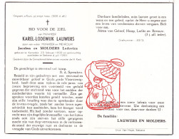 DP Karel Lodewijk Lauwers / Molders ° Kemzeke 1890 † Stekene 1959 - Images Religieuses