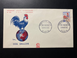 Enveloppe 1er Jour "Coq Gaulois" - 10/03/1962 - 1331 - Historique N° 409 - 1960-1969