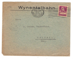 Switzerland 1922 Cover AARAU -- WYNENTALBAHN(a Private Railway Line) Envelope - Storia Postale