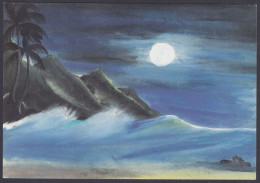 Inde India 2007 Mint Postcard Children's Day, Child, Drawing, Painting, Moon, Night, Trees, Waves, Sea, Mountain - Indien