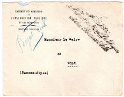 1920  Cabinet Du MINISTRE  Griffe  " MINISTERE DE L'INSTRUCTION PUBLIQUE ET DES BEAUX ARTS " - Storia Postale