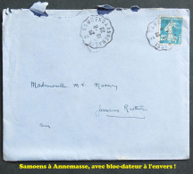 Convoyeur SAMOENS à ANNEMASSE Avec Variété Bloc Dateur Inversé (à L'envers) Cachet Ferroviaire Ambulant Rare ! - Correo Ferroviario