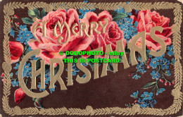 R466032 A Merry Christmas. Red Roses. And Blue Flowers - Monde
