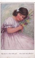 Petite Fille Dessinée Bouquet Iris  Envoi  à Emilienne Vannel à Gastins 77 - Autres & Non Classés