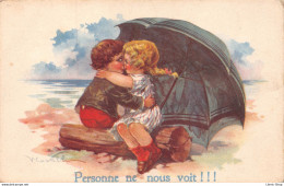 ILLUSTRATEUR V.CASTELLI - "Personne Ne Nous Voit" # COUPLE # ENFANTS # AMOUREUX # BAISER CPA 1921 ( ͡♥ ͜ʖ ͡♥) ♥ - Animali Abbigliati