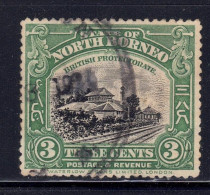 British North Borneo 1909-23 3 Cent Green & Black Used Canc JESSELTON BNB Rare - Borneo Del Nord (...-1963)
