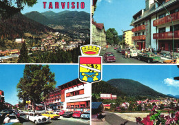 TARVISIO, UDINE, FRIULI, MULTIPLE VIEWS, ARCHITECTURE, CARS, EMBLEM, ITALY, POSTCARD - Udine