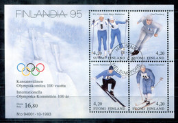 FINNLAND Block 11, Bl.11 Canc. - FINLANDIA 95, Ski,Eisschnelllauf,Speed Skating,Patinage De Vitesse - FINLAND / FINLANDE - Blocs-feuillets