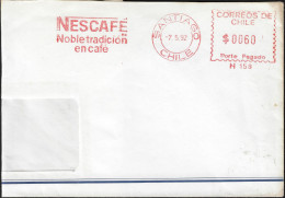 Chili 1992. Empreinte De Machine à Affranchir. Nescafé, Tradition Noble Du Café - Altri & Non Classificati