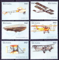 Guyana 1998 MNH 6v, Pioneers Of Aviation, Aircraft - Vliegtuigen