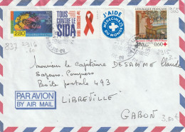 CAD 83  SIX FOURS LES PLAGES   / N° 2915  + N° 2916  + VIGNETTE      POUR LIBREVILLE   GABON - Manual Postmarks