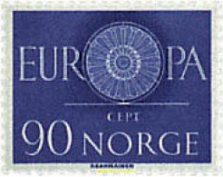 62049 MNH NORUEGA 1960 EUROPA CEPT. RUEDA CON 19 RADIOS - Nuevos