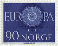 62049 MNH NORUEGA 1960 EUROPA CEPT. RUEDA CON 19 RADIOS - Neufs