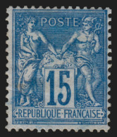 N°90a, Sage 15c Bleu Sur Bleu, Neuf * Charnière Forte - TB D'ASPECT - 1876-1898 Sage (Type II)