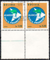 Bolivia 1963 (o). CEFIBOL 789b. Pair, With Complement Second Anniversary Of The Alliance For Progress. - Bolivia