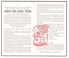 DP Ludovica Leonia Thielman ° Kieldrecht Beveren Waas 1888 † 1954 X Frans De Soomer // Janssens Van Laere - Devotion Images