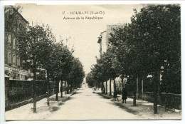 HOUILLES  Avenue De La République - Carte à Dos Vert écrite Timbre Femme Fachi 40c 1931 * Edit. L'Abeille Paris - Houilles