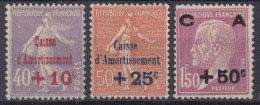 FRANCE CAISSE D'AMORTISSEMENT SERIE N° 249/251 NEUVE * GOMME TRACE DE CHARNIERE - 1927-31 Caisse D'Amortissement