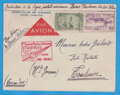 LETTRE PAR AVION POUR TOULOUSE - 1ére LIAISON POSTALE AERIENNE PARIS-TOULOUSE, Sté AIR BLEU, 25 JUILLET 1935 - 1927-1959 Storia Postale