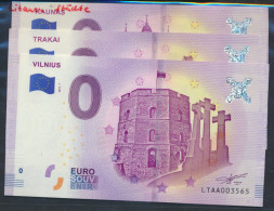 Litauen 3 Souvenirscheine Städte Kaunas, Vilnius Und Trakai In Litauen Bankfrisch 2018 3 X 0 Euro Städte In  (9990996 - Lithuania