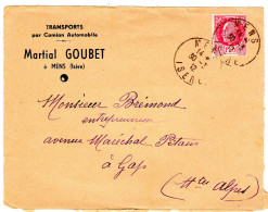 1912  "  Martial  GOUBET  Transports Par Camion Automobile à MENS  38 "  Envoyée à GAP - Storia Postale