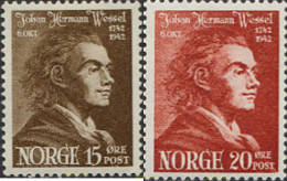 101894 MNH NORUEGA 1942 BICENTENARIO DEL NACIMIENTO DE JOHAN HERMAN WESSEL - Ongebruikt