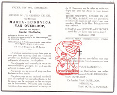 DP Maria Ludovica Van Overloop ° Stekene 1886 † 1964 X Kamiel Herlinclx // Van Hoye Janssens - Images Religieuses